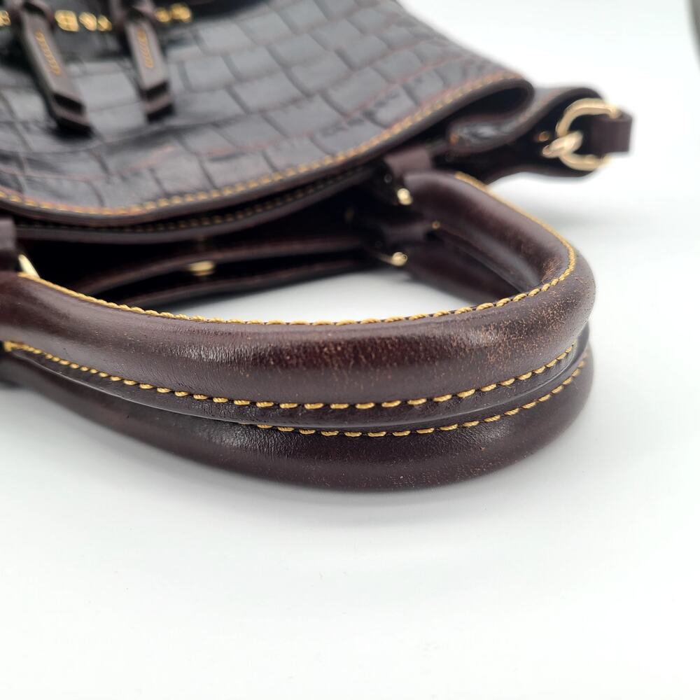 Dooney & Bourke Dillen Croco Leather Satchel - Espresso Dark Brown Bag - Picture 16 of 16